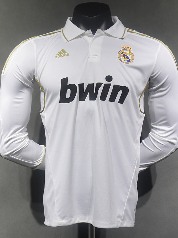 2011-2012  Real Madrid Home Player Version  Long Sleeve Retro Soccer Jersey