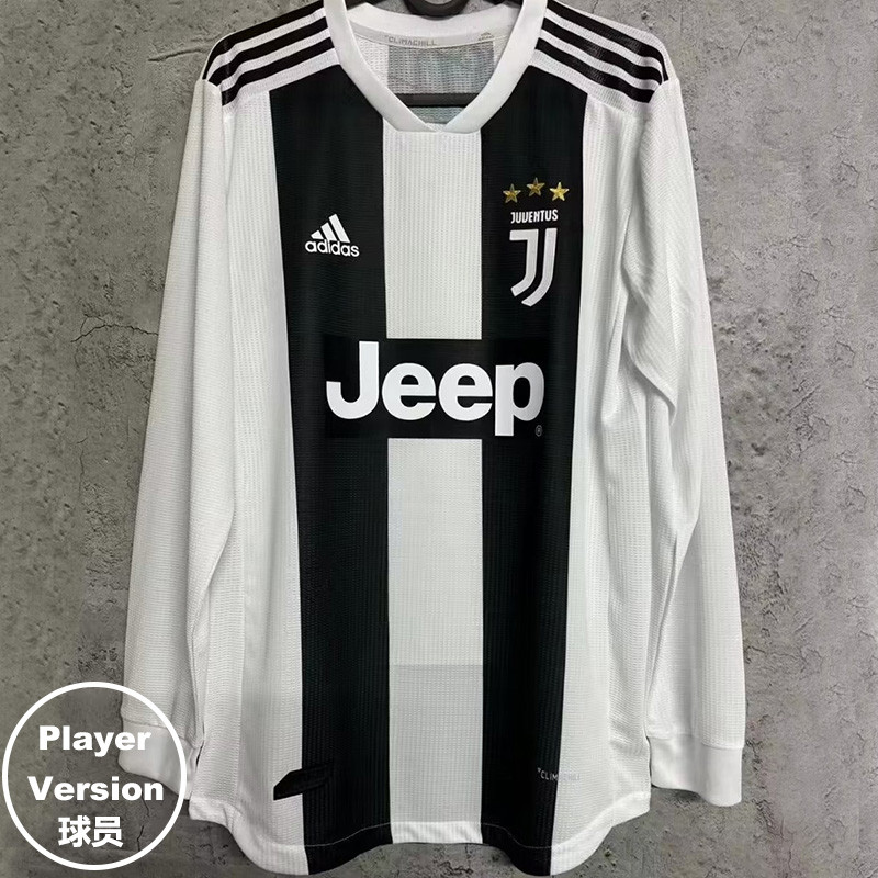 2018-2019 JUV Home Long Sleeve Retro Player Version Soccer Jersey