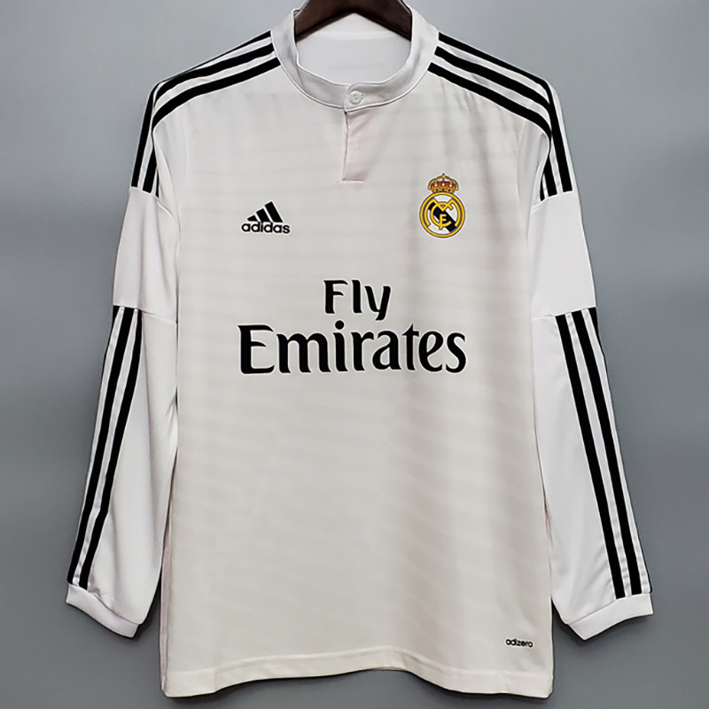 2014-2015 Real Madrid Home Long Sleeve Retro Soccer Jersey