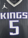 22-23 Kings FOX #5 Black Top Quality Hot Pressing NBA Jersey (Trapeze Edition)