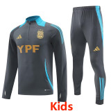 24-25 Argentina Grey Kids Half Pull Tracksuit
