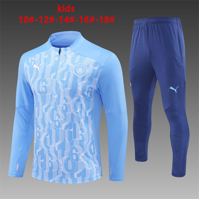 Kids Manchester City Training Suit Blue Pattern 2024/25