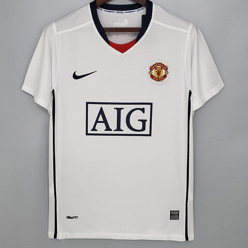 2008-2009 Man Utd Away White Retro Soccer Jersey