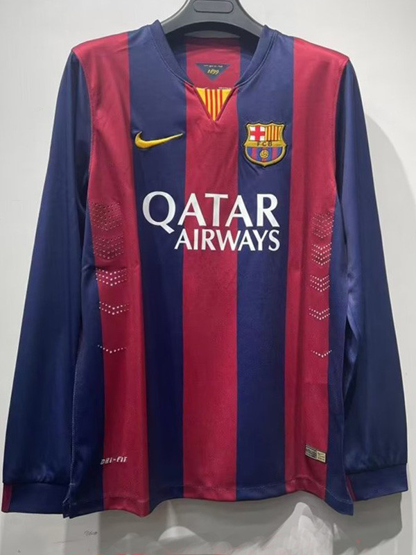 2014-2015Mens   Barcelona  Home Long Sleeve Retro Soccer Jersey