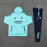 Mens Real Madrid Hoodie Sweatshirt + Pants Training Suit Green 2024/25