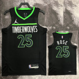 22-23 TIMBERWOLVES ROSE #25 Black Top Quality Hot Pressing NBA Jersey (Trapeze Edition)