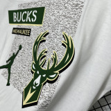 T197 Bucks Jordan White High Quality Casual T-Shirt