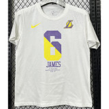 T190 Lakers JAMES #6 White High Quality Casual T-Shirt