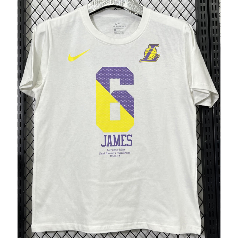 T190 Lakers JAMES #6 White High Quality Casual T-Shirt