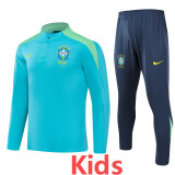 24-25 Brazil Green Kids Half Pull Tracksuit