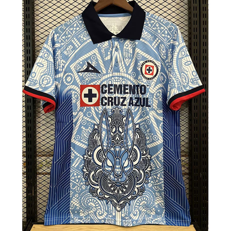 23-24 Cruz Azul Grey Blue Special Edition Fans Soccer Jersey