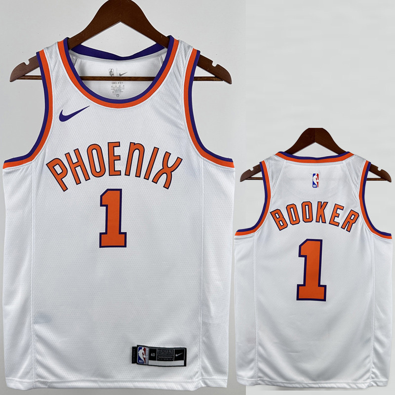 2017-2018 SUNS BOOKER #1 White Retro Top Quality Hot Pressing NBA Jersey