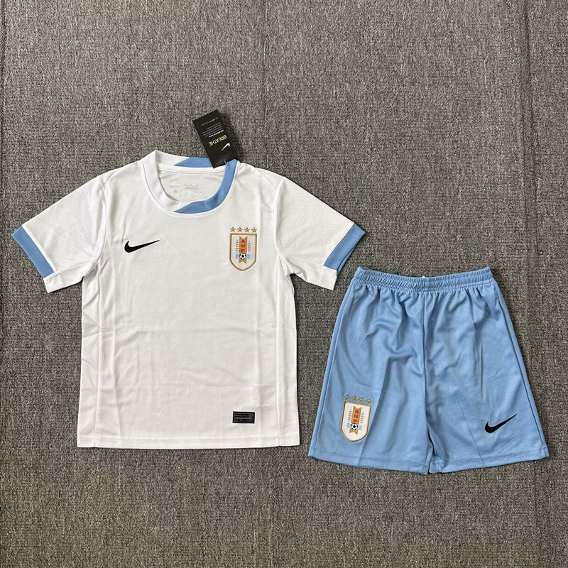 24-25 Uruguay Away Kids Soccer Jersey
