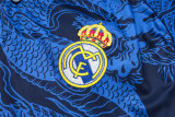 Mens Real Madrid Polo Shirt Blue Dragon 2024/25