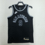 22-23 SA Spurs PARKER #9 Black Top Quality Hot Pressing NBA Jersey (Retro Logo)
