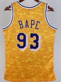 2023 LAKERS & BAPE #93 Yellow Top Quality Hot Pressing NBA Jersey