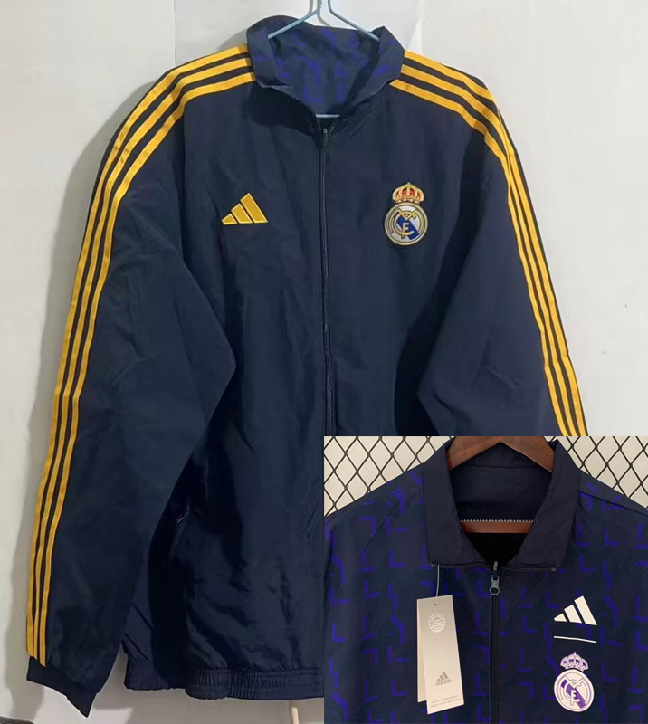 23-24  Real Madrid  Black & Blue Double Sided Windbreaker