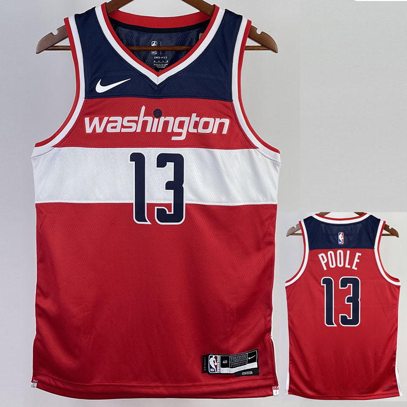 22-23 Wizards POOLE #13 Red Top Quality Hot Pressing NBA Jersey