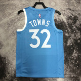 2019-20 Timberwolves TOWNS #32 Sky Blue Retro Top Quality Hot Pressing NBA Jersey