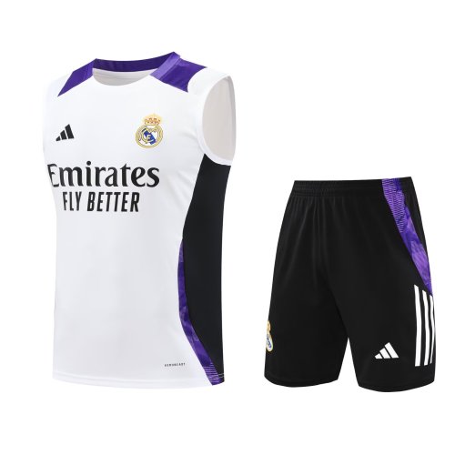 Mens Real Madrid  White Vest Short traning suit 2024/25