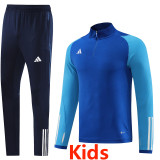 2024 AD Fancy Blue Kids Half Pull Tracksuit