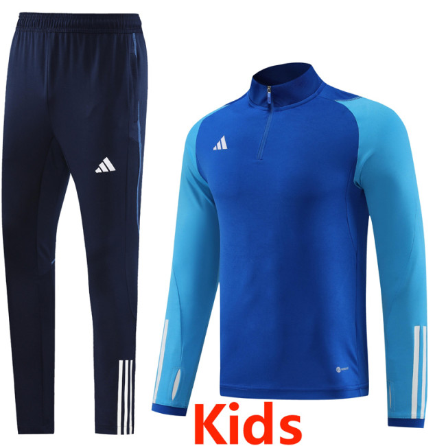 2024 AD Fancy Blue Kids Half Pull Tracksuit