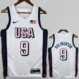 2024 Olympic Game USA HALIBURTON # 9 White Basketball Jersey