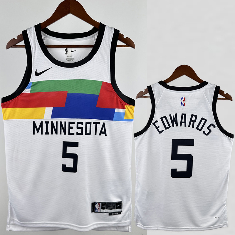 22-23 TIMBERWOLVES EDWARDS #5 White City Edition Top Quality Hot Pressing NBA Jersey