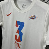 T189 OKC PAUL #3 White High Quality Casual T-Shirt