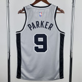20-21 SA Spurs PARKER #9 Grey Top Quality Hot Pressing NBA Jersey (Trapeze Edition) 飞人版