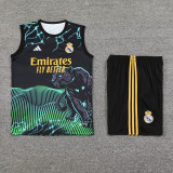 24-25 Real Madrid Black green Vest Short traning suit