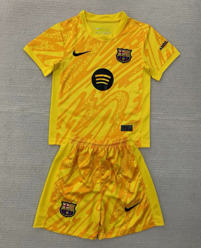 Kids Barcelona Yellow Goalkeeper Jersey 2024/25