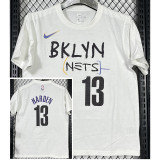 T251 Nets HARDEN #13 White High Quality Casual T-Shirt