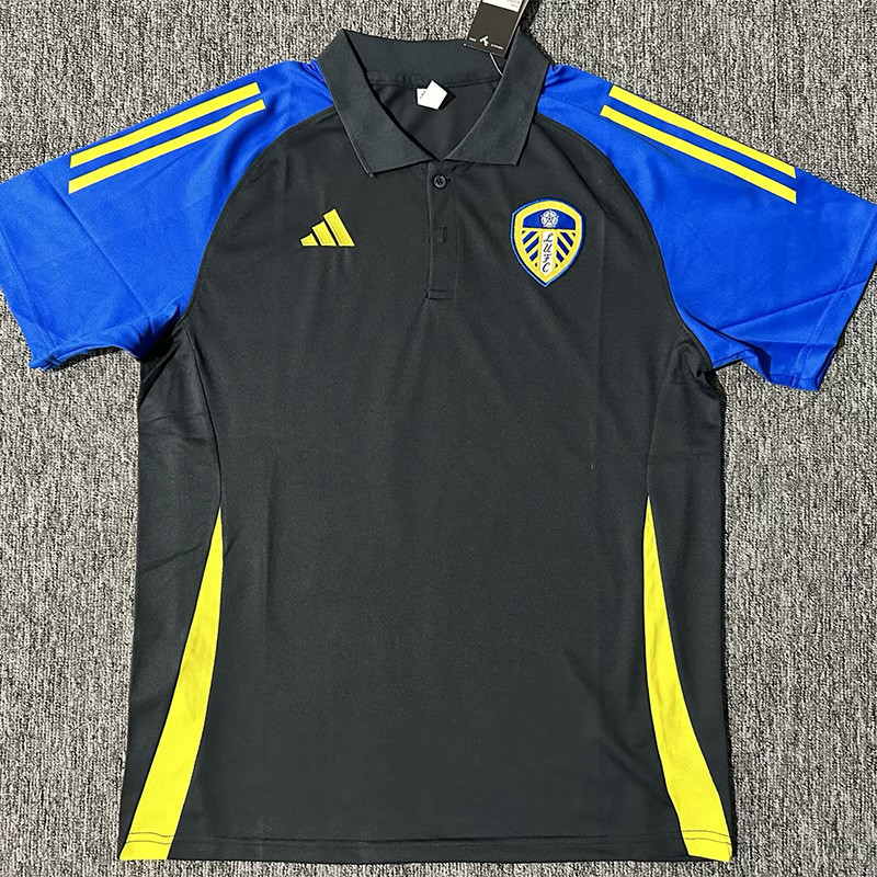 24-25 Leeds United Black Polo Short Sleeve