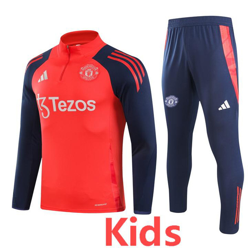 24-25 Man Utd Red Kids Half Pull Tracksuit