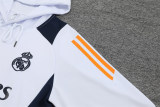 Mens Real Madrid Hoodie Sweatshirt + Pants Training Suit White II 2024/25