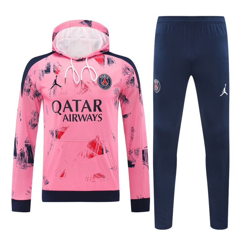 Mens PSG x Jordan Hoodie Sweatshirt + Pants Training Suit Pink Patterns 2024/25