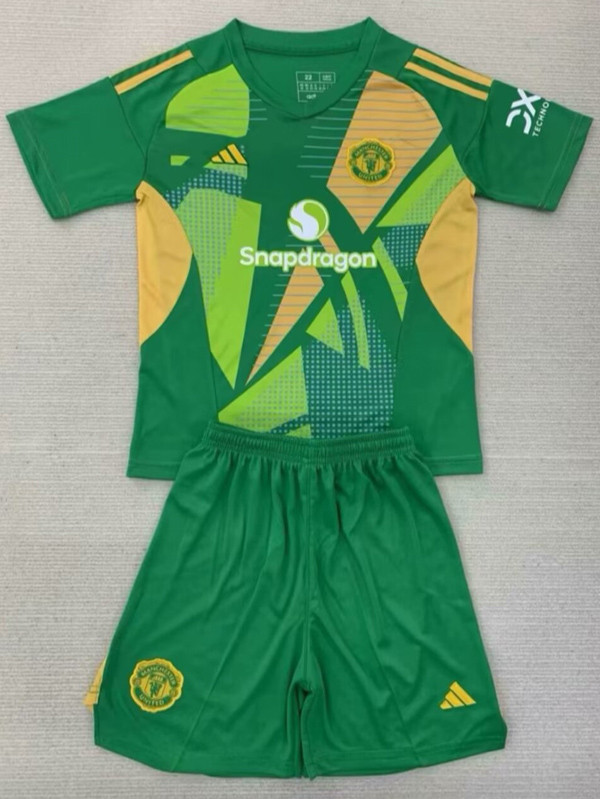 24-25 Man Utd Green GoalKeeper Kids Soccer Jersey