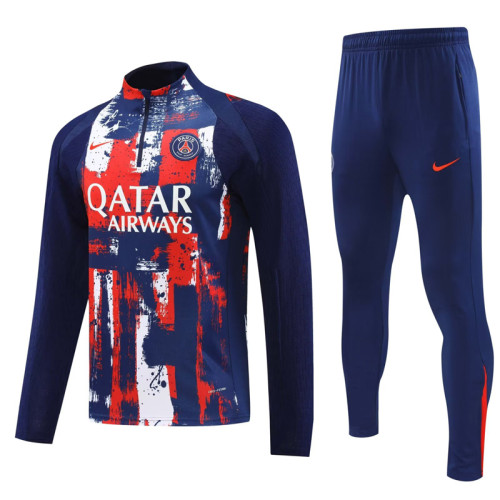 24-25 PSG Royal blue Half Pull Tracksuit