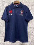 2023 France Royal blue Rugby Polo Short Sleeve #02
