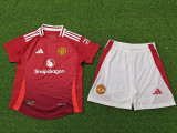 24-25 Man Utd Home Kids Player Version Soccer Jersey