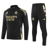 24-25  Real Madrid Black Half Pull Tracksuit