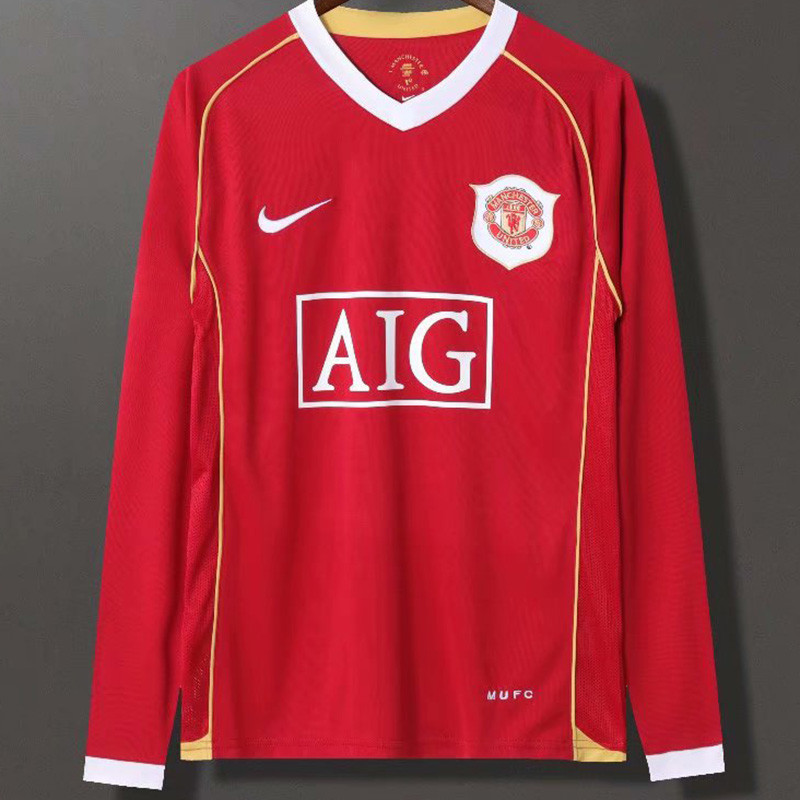 2006-2007 Man Utd Home long sleeve Retro soccer jersey