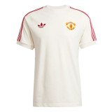 Mens Adidas Originals Manchester United Jersey 3 Stripes Pure Cotton White Shirt 2024/25 - Match