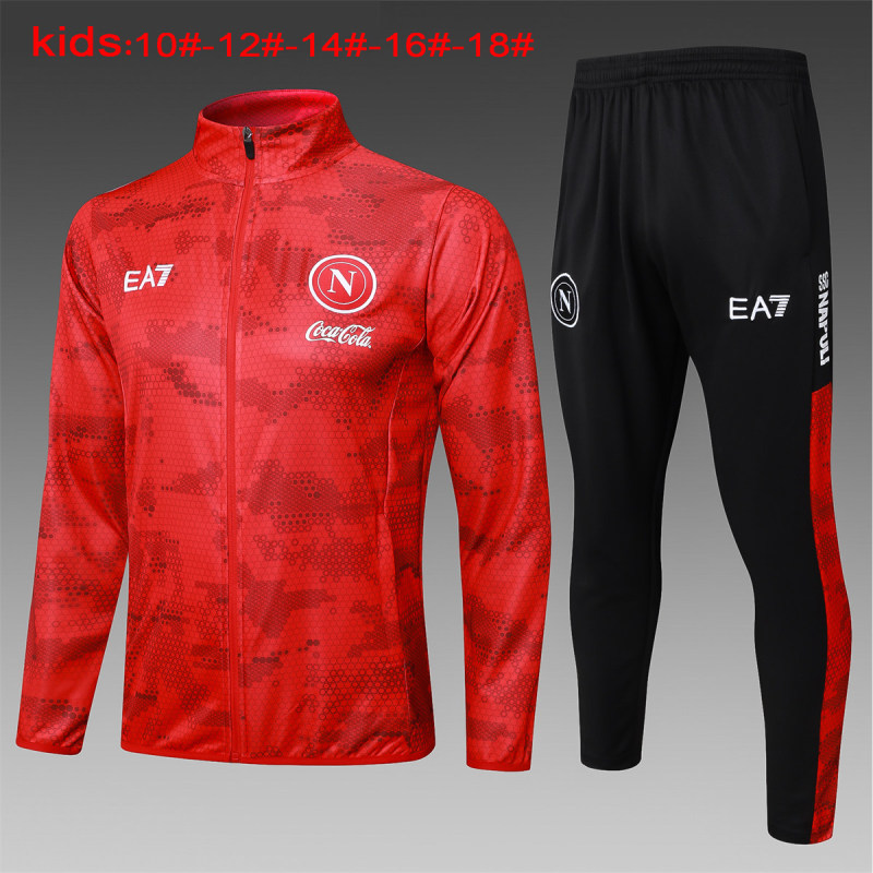 Kids Napoli Jacket + Pants Training Suit Red 2024/25
