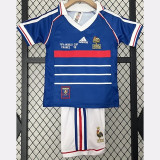 1998 France Home Kids Retro Soccer Jersey