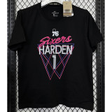 T162 76ERS HARDEN #1 Black High Quality Casual T-Shirt