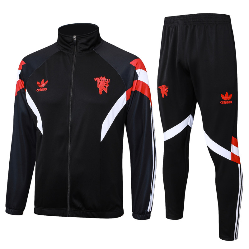 Mens Manchester United Jacket + Pants Training Suit Black 2024/25