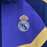 2024 Real Madrid  Black & Dark Blue Double Sided Windbreaker