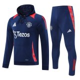 Mens Manchester United Hoodie Sweatshirt + Pants Training Suit Navy 2024/25